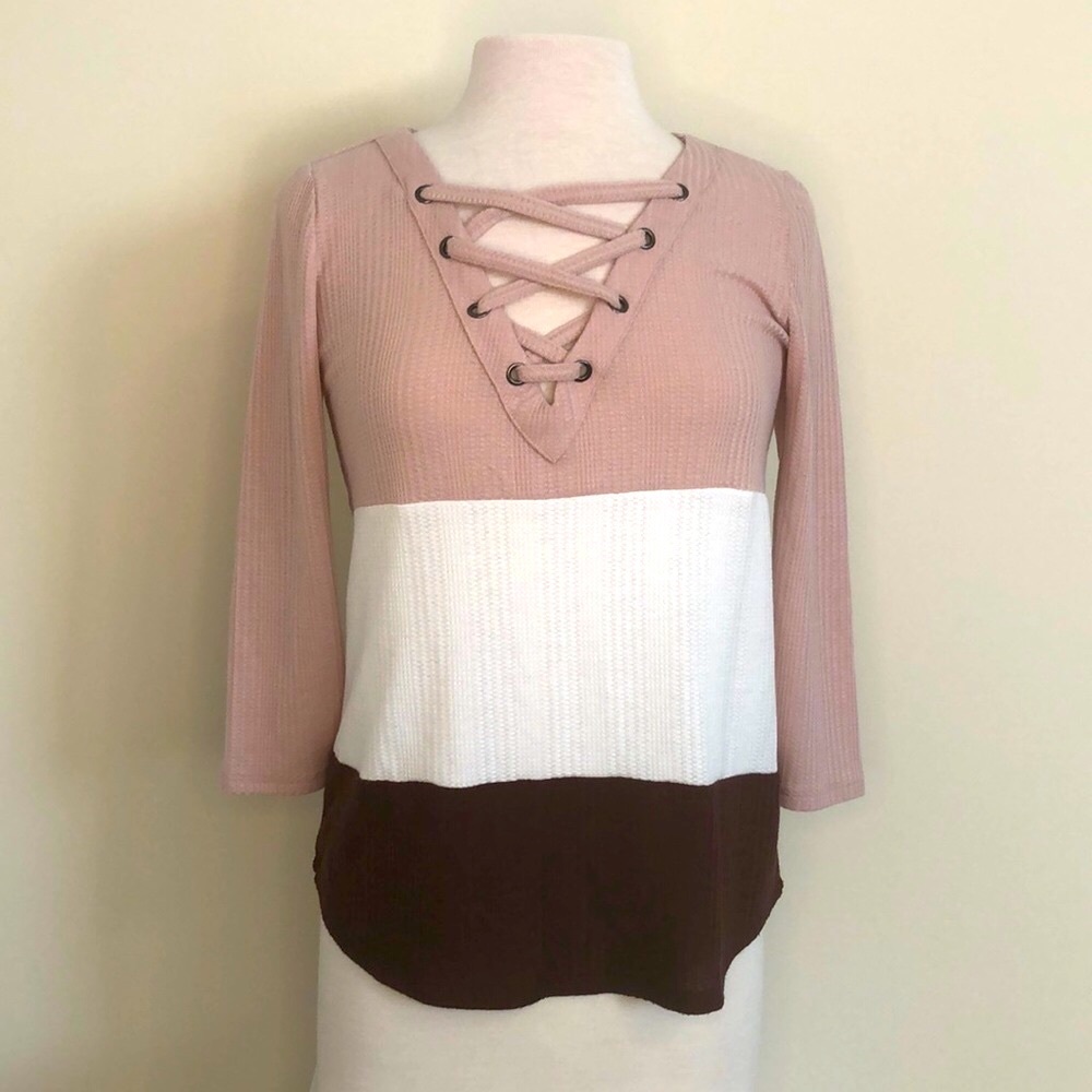 Maurices Waffle Knit Block Color Top